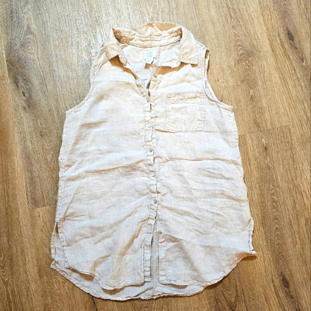 Sigrid Olsen Linen Button-Up in Beige